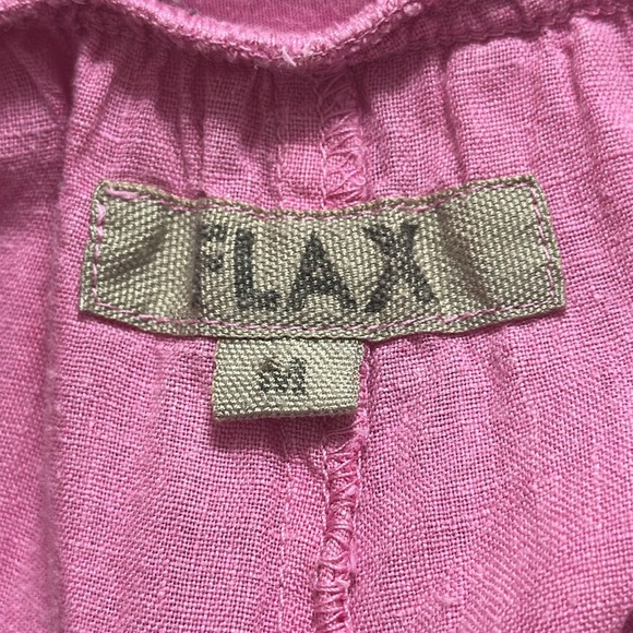 FLAX Designs Full Time Pant Linen Drawstring Pants Wide Leg Pink Sz Medium Beach - Picture 6 of 11